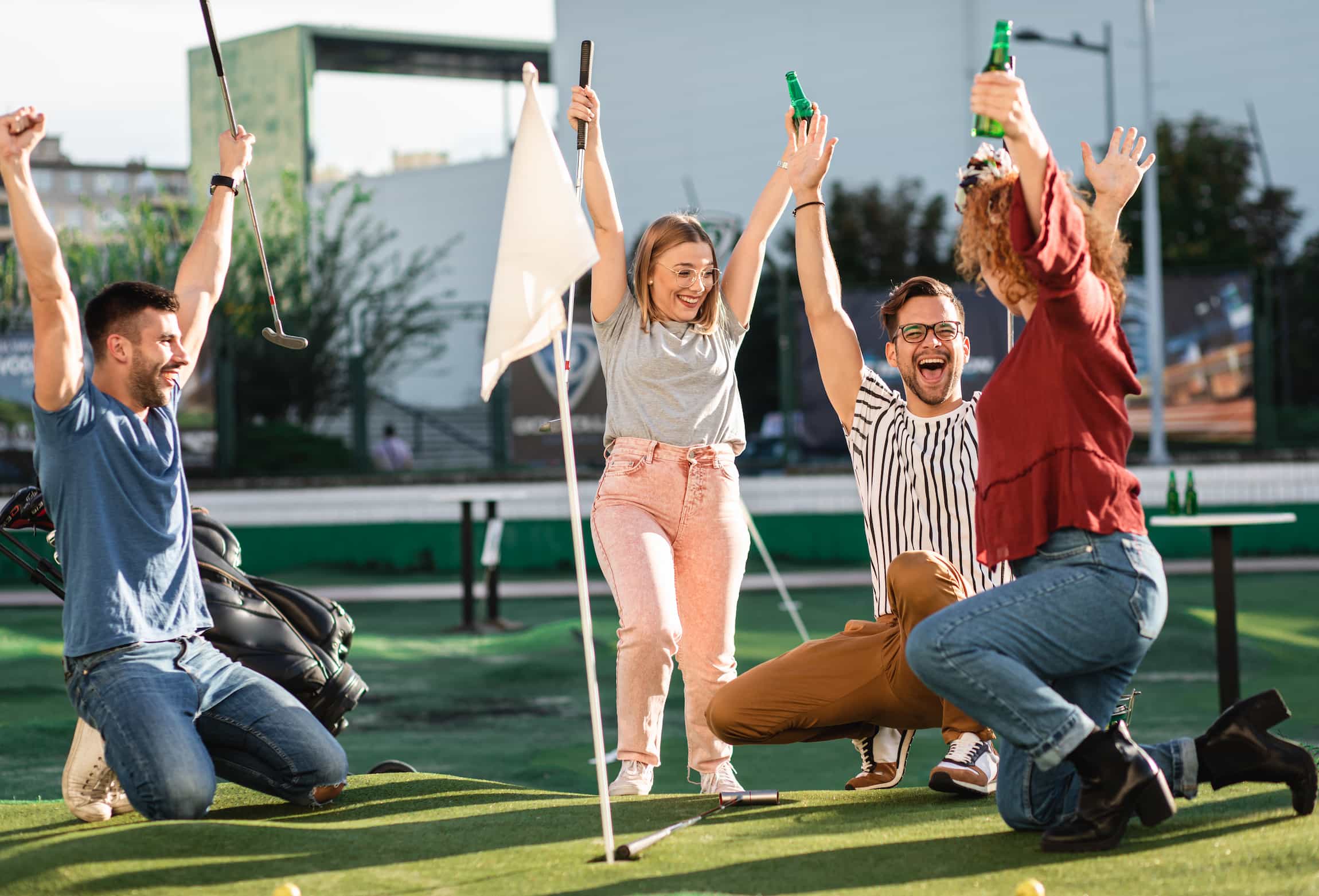 Golfers at a charity tournament